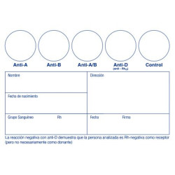 CARTÃO PARA DETERMINAÇÃO GRUPO SANGUÍNEO